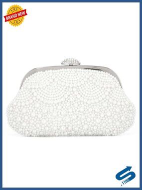 Womens Pearl Clutch Purses Wedding Evening Handbag Ivory Beaded Shoulder Purse